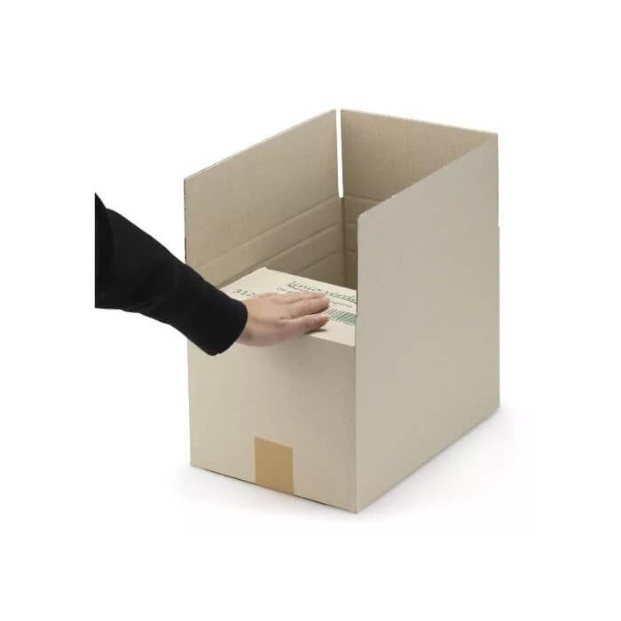 Doos van graspapier met variabele vulhoogte