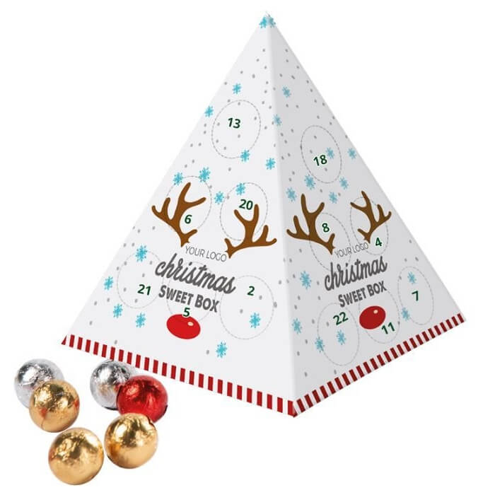 Adventskalender in de vorm van een pyramide