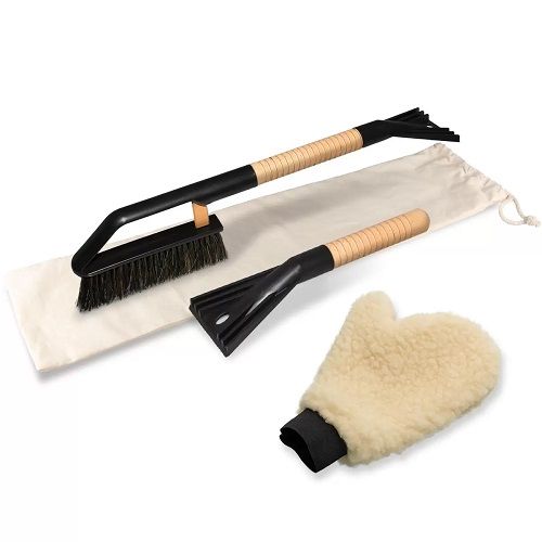 Winterset schraper met handschoen gemaakt van schapenwol