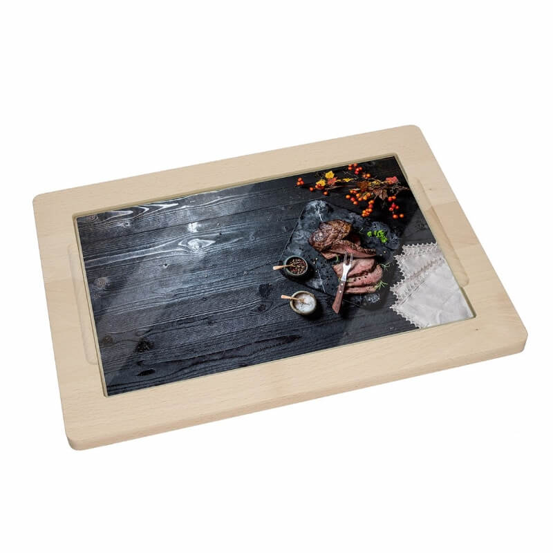 Houten plank met glas
