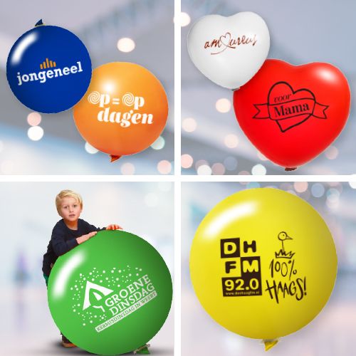 Bedrukte reuze ballonnen in vele kleuren en vormen